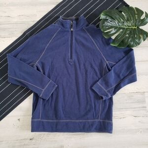 Tommy Bahama Reversible Quarter Zip Pullover Sweatshirt Gray Blue Size Medium